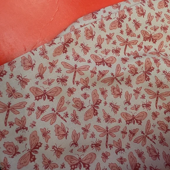 Blossoms & Butterflies Cream and Coral Cotton Fabric - Picture 4 of 5